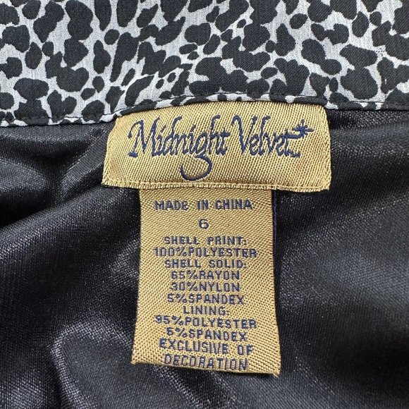 Midnight Velvet Dress Size 6 Black Gray Ruffled Cap Sleeve V-Neck Polyester & Sp - Picture 2 of 13